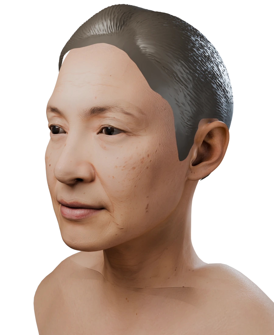 The head with a hair preview and the recommended groom